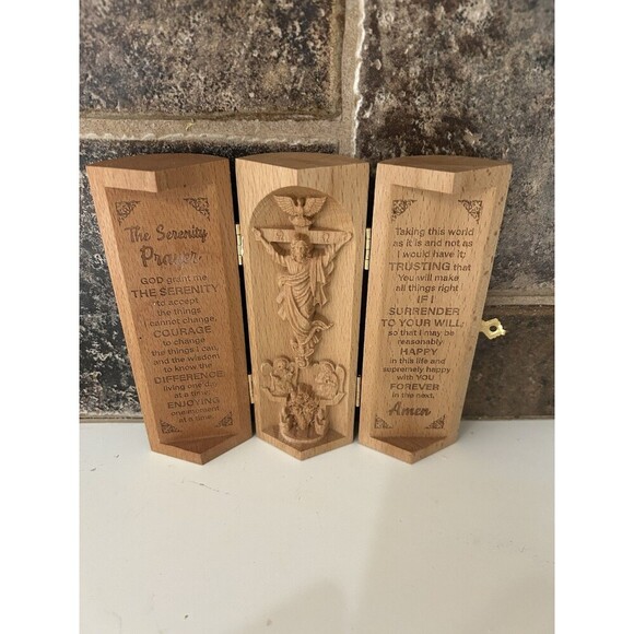 Serenity Prayer Christian Gifts, Statue of Jesus, Angels Statue, Catholic Wood - Picture 1 of 6